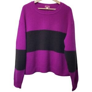 NWT J. CREW Cashmere Waffle Knit Sweater in Colorblock Women's Size Large